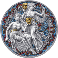 Melpomene & Thalia – The Nine Muses, 2 oz Silver Coin - 24h Shipping!