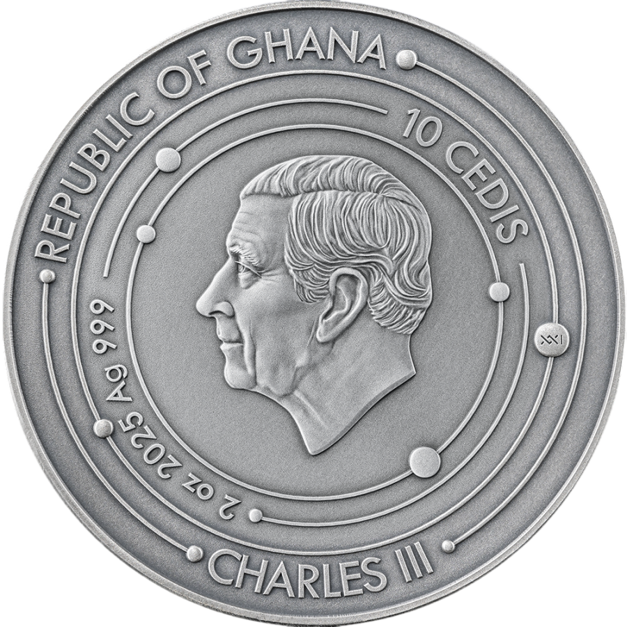 2025 Republic of Ghana 2 oz Silver Solar System: Moon - 24h Shipping!