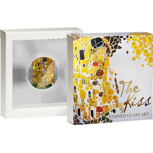 2023 Ghana 2 Ounce Gustav Klimt The Kiss Stained Glass Art Silver Coin - 24h Shipping!