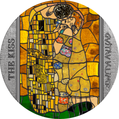 2023 Ghana 2 Ounce Gustav Klimt The Kiss Stained Glass Art Silver Coin - 24h Shipping!