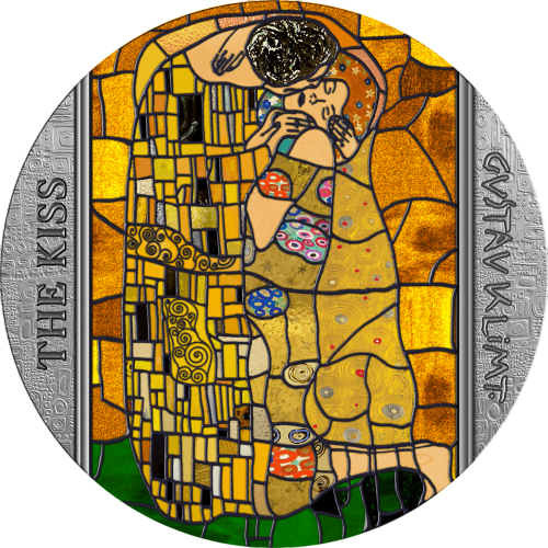 2023 Ghana 2 Ounce Gustav Klimt The Kiss Stained Glass Art Silver Coin - 24h Shipping!
