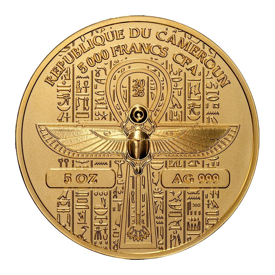 2025 Republic of Cameroon 5 oz Silver Gold Grandeur: Isis - 24h Shipping!