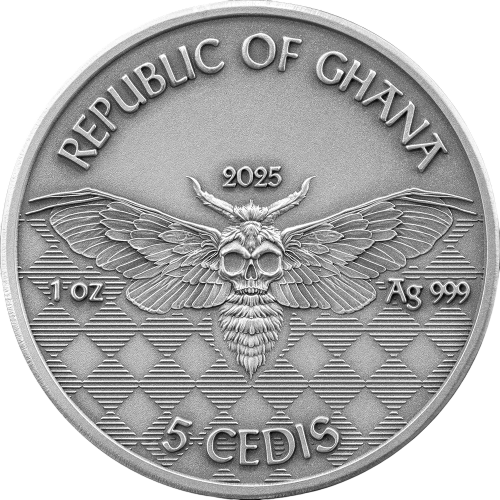 2025 Republic of Ghana 1 oz Silver Antique Memento Mori: Miner - 24h Shipping!
