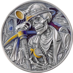 2025 Republic of Ghana 1 oz Silver Antique Memento Mori: Miner - 24h Shipping!