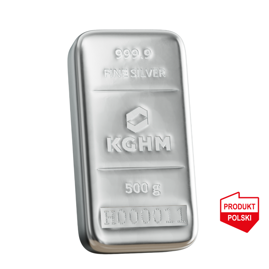 500 g Sztabka srebra KGHM - wysyłka 24 h!