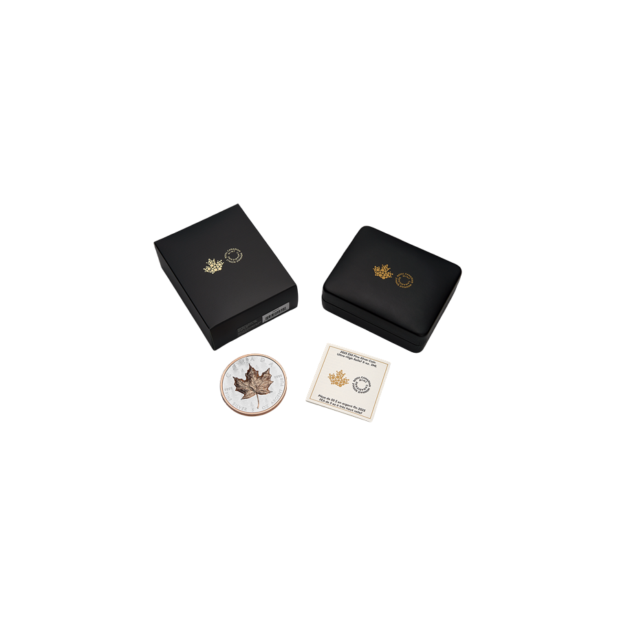 srebrna-moneta-kanadyjski-lisc-klonowy-5-uncji-2025-ultra-high-relief-opakowanie