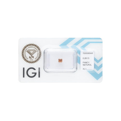 Natural Diamond 0,31 CT / Natural Fancy Intense Yellowish Orange / Square Cushion Modified Brilliant / VS2 / G - 24h Shipping!