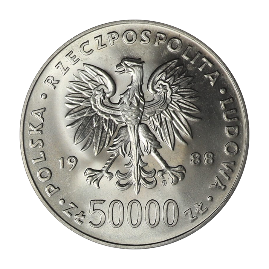 srebrna-moneta-50-000-zlotych-jozef-pilsudski-1988-awers