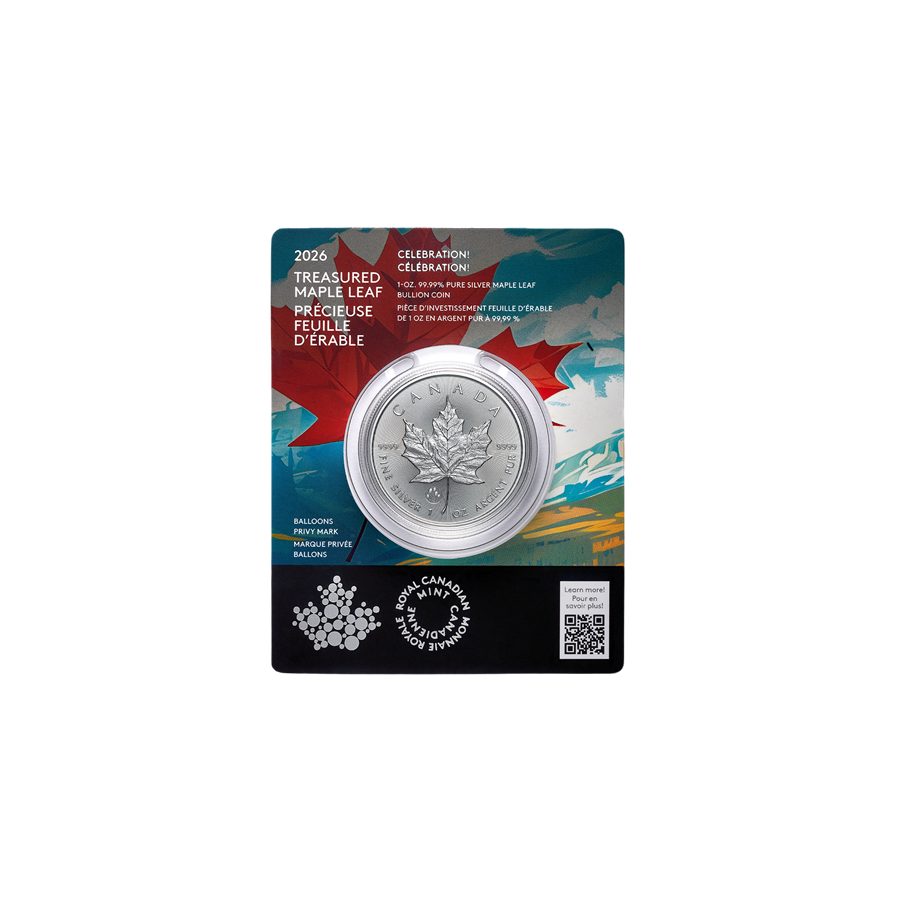 copy of 1 oz Canadian Treasured Silver Maple Leaf Coin BU - Congratulations - 24h Shipping!