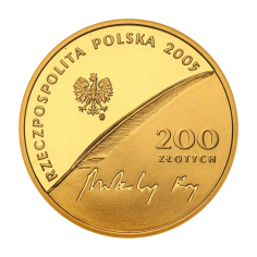 zlota-moneta-200zl-500-rocznica-urodzin-mikolaja-reja-1505-1569-2005-rewers 2