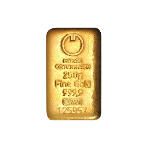 This is a gold bar 250g-Muzne-Osterreich