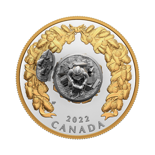 The five-ounce silver coin