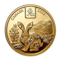 The gold coin 100CAD Canadian Year of the Rabbit Proof-2023 reverse