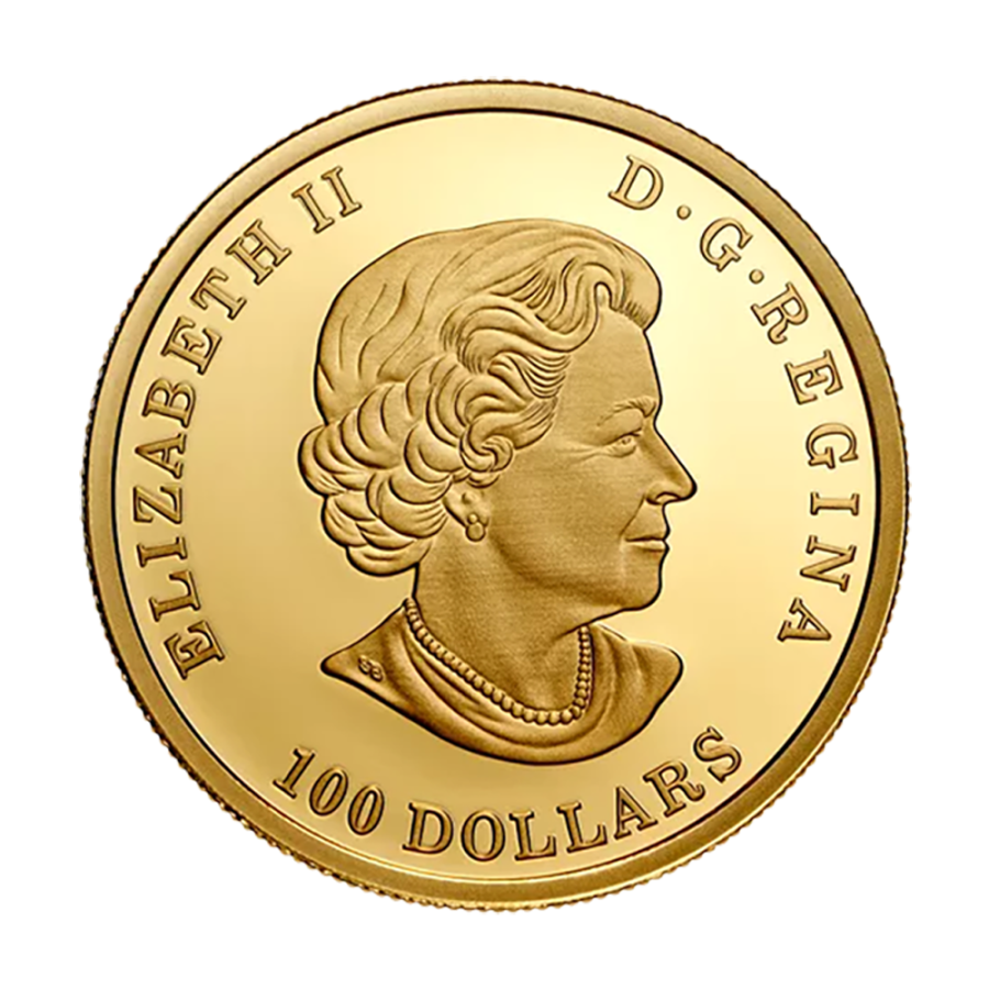The gold coin 100CAD-Canadian-Year-Rabbit-Proof-2023-awers