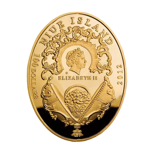 The gold-coin-egg-Faberge-2012r-100-dollar three-ounce reverse
