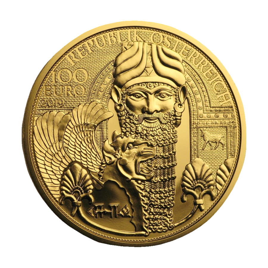 Zlota-moneta-zloto-Mezopotamii-1-2-uncji-awers