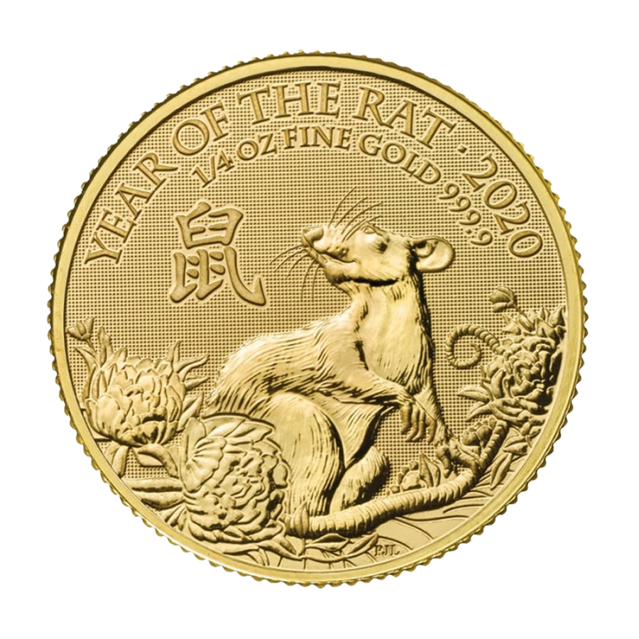 zlota-moneta-rok-szczura-2020- 1-4- uncji-zlota-rewers