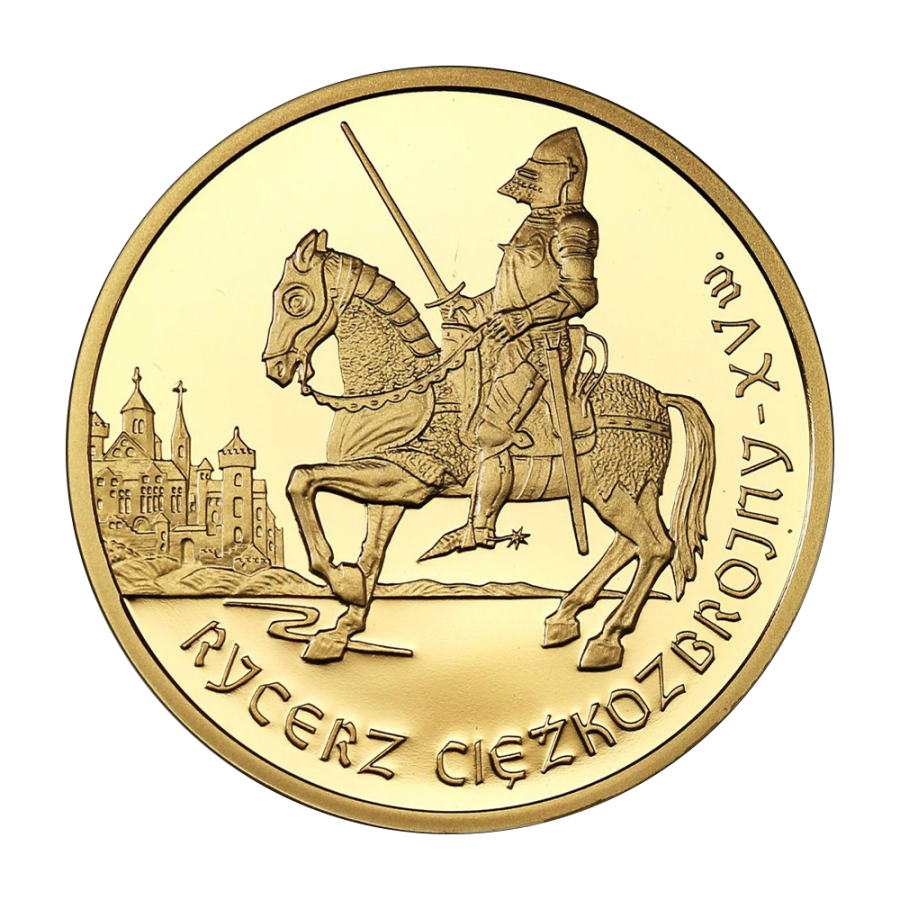 zlota-moneta-200zl-historia-jazdy-polskiej-rycerz-ciezkozbrojny-xv-w-2007-rewers