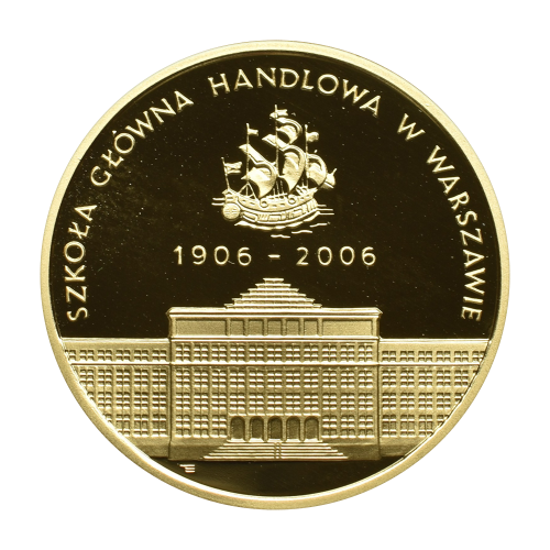 złota-coin-200-zl-100th anniversary of the main commercial school in warsaw-2006 reverse