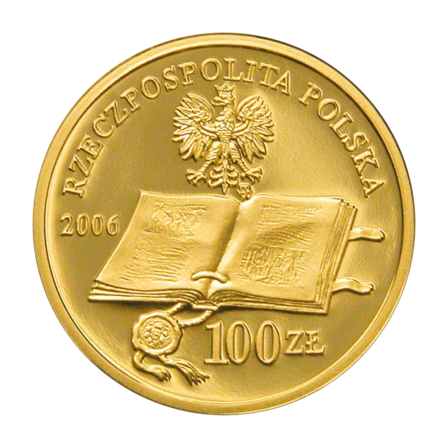 zlota-moneta-100-zl-500-lecie-wydania-statutu-laskiego-awers