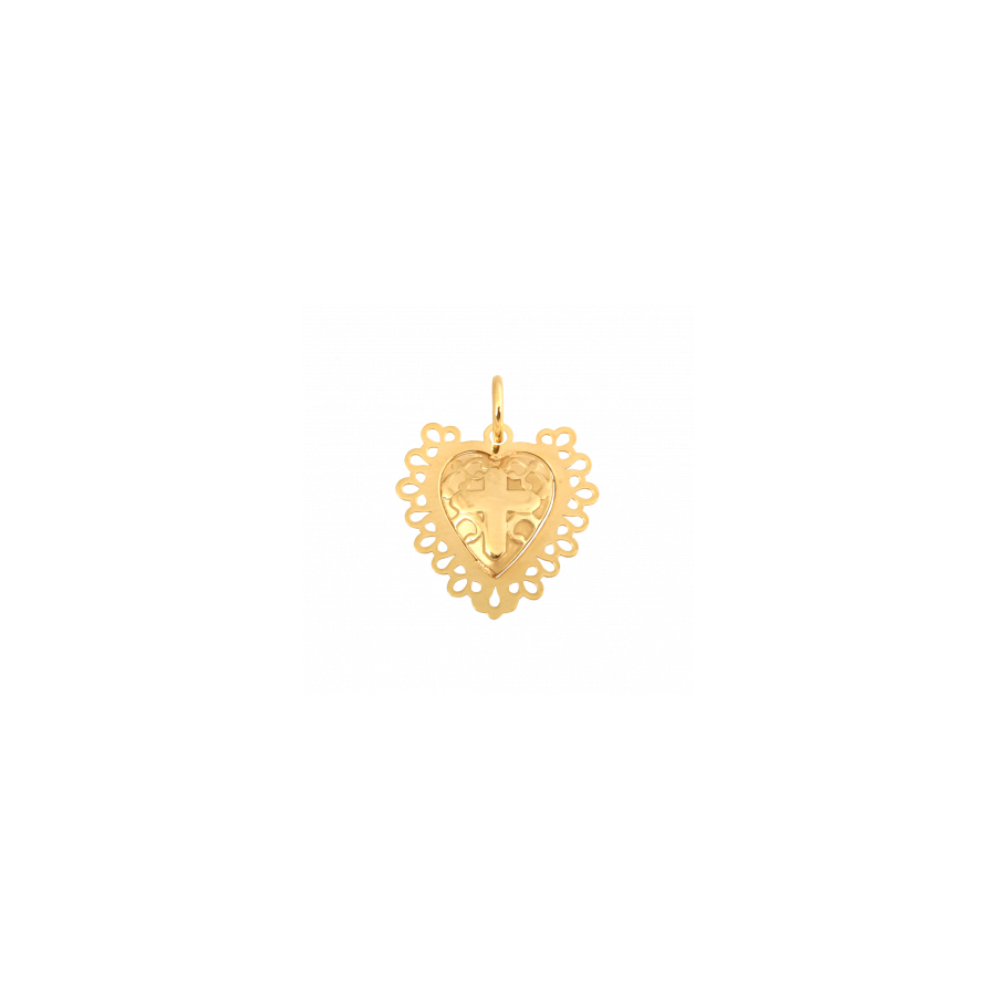 Medalik serce z wizerunkiem krzyża