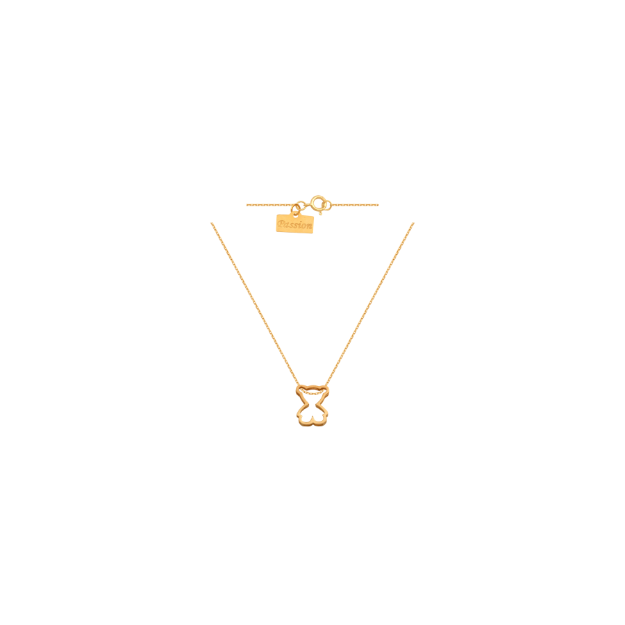 a gold necklace of 39 cm with a bear