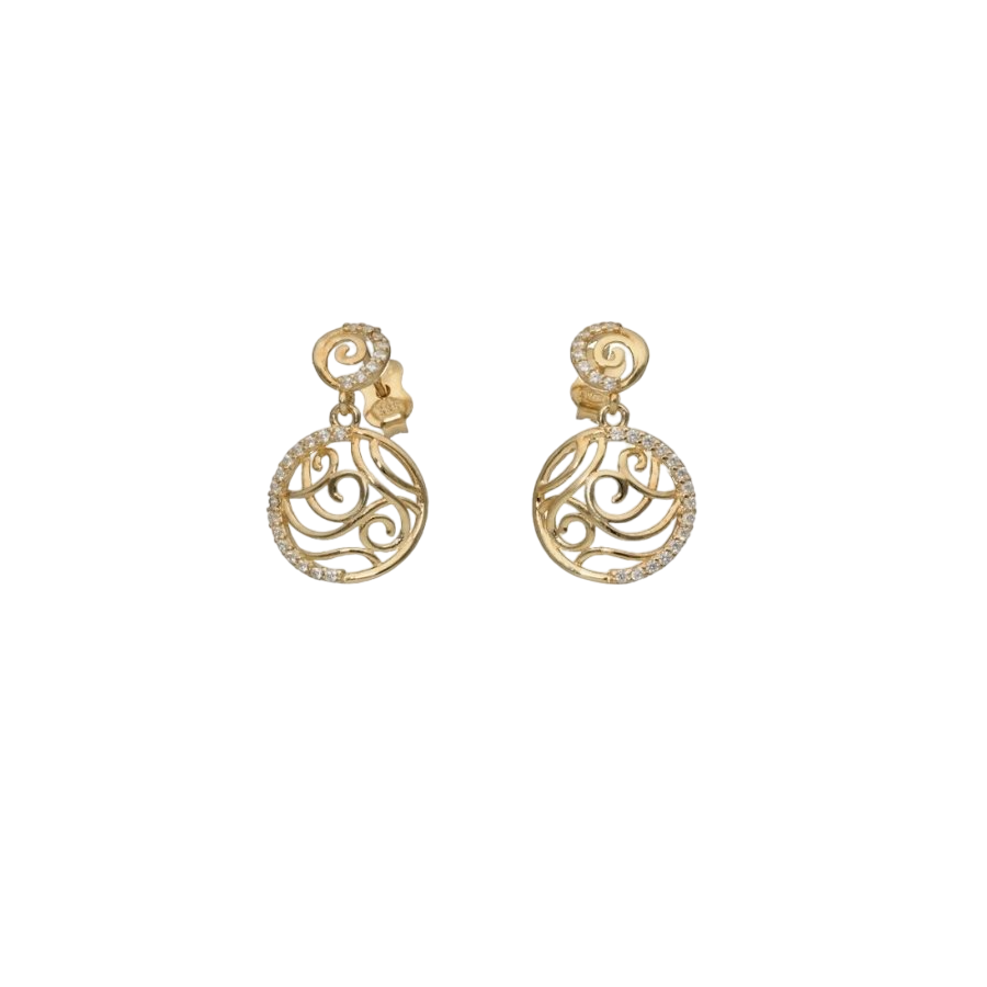 Gold Stud Earrings with Filigree Design - 24h Shipping!