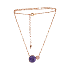 silver-plated necklace with amethyst and quartz