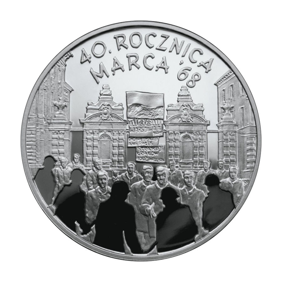the silver coin-10-zl-2008-40-anniversary-march-68-reverse