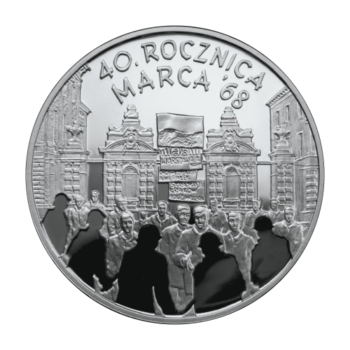 the silver coin-10-zl-2008-40-anniversary-march-68-reverse