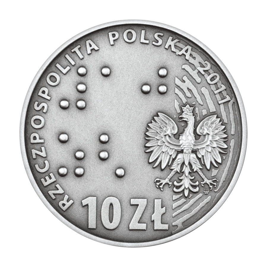 srebrna-moneta-10-zl-2011-europa-bez-barier-100-lecie-towarzystwa-opieki-nad-ociemnialymi-awers