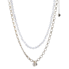Women’s Stainless Steel Necklace with Glass Pearls - 24h Shipping!