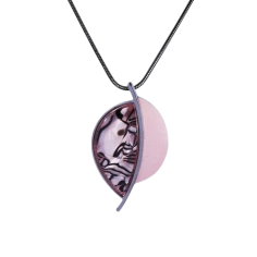 Stainless Steel Necklace with Pink Abalone Shell Inlay – 75 cm Chain - 24h Shipping!