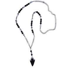 men's necklace of steel and natural stone