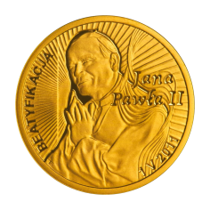 the gold coin--100-zl-beatification-of-john-paul-ii-reversed