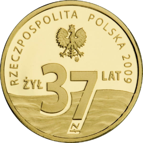 zlota-moneta-37-zl-rocznica-smierci-ksiedza-jerzego-popieluszki-2009-awers