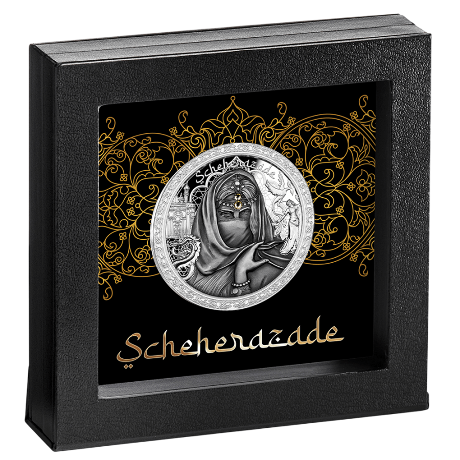 silver coin-sheherazade-2023-2-ounce-packaged