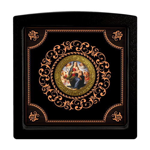 Silver Coin Mariotto Albertinelli, Madonna with baby on the throne in the clouds - Merry Christmas - Shipping 24 hours!