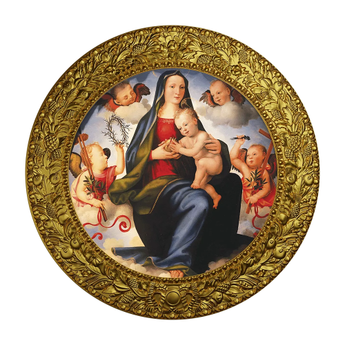 Silver Coin Mariotto Albertinelli, Madonna with baby on the throne in the clouds - Merry Christmas - Shipping 24 hours!