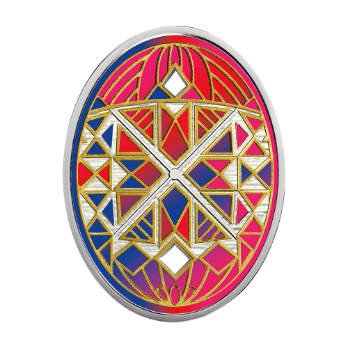 500 CFA Francs Silver Proof Coin – Happy Easter (Decorated Egg, Oval) - 24h Shipping!