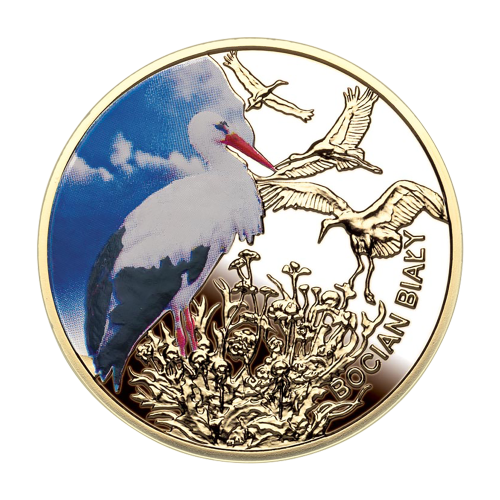 Gold-Plated Numismat – Symbols of Polish Nature: White Stork - 24h Shipping!