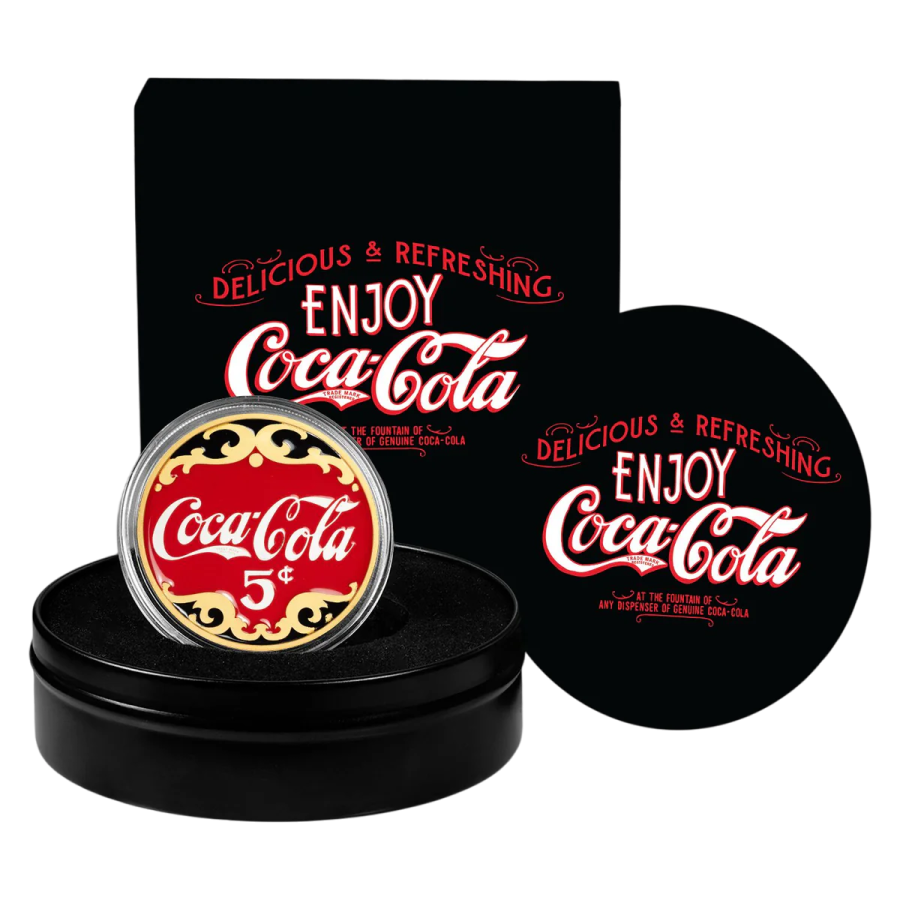 Coca-Cola® 2 oz Pure Silver High Relief Enamelled Round - 24h Shipping!