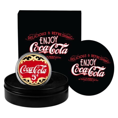 Coca-Cola® 2 oz Pure Silver High Relief Enamelled Round - 24h Shipping!