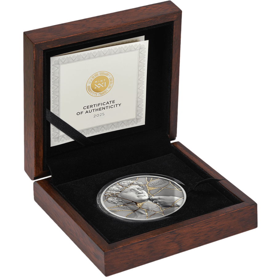 2025 Cameroon Kintsugi Art David 2 oz Silver Antiqued Gilded Coin
 - 24h Shipping!