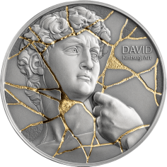 2025 Cameroon Kintsugi Art David 2 oz Silver Antiqued Gilded Coin
 - 24h Shipping!