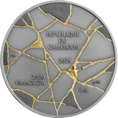 2025 Cameroon Kintsugi Art David 2 oz Silver Antiqued Gilded Coin
 - 24h Shipping! 2