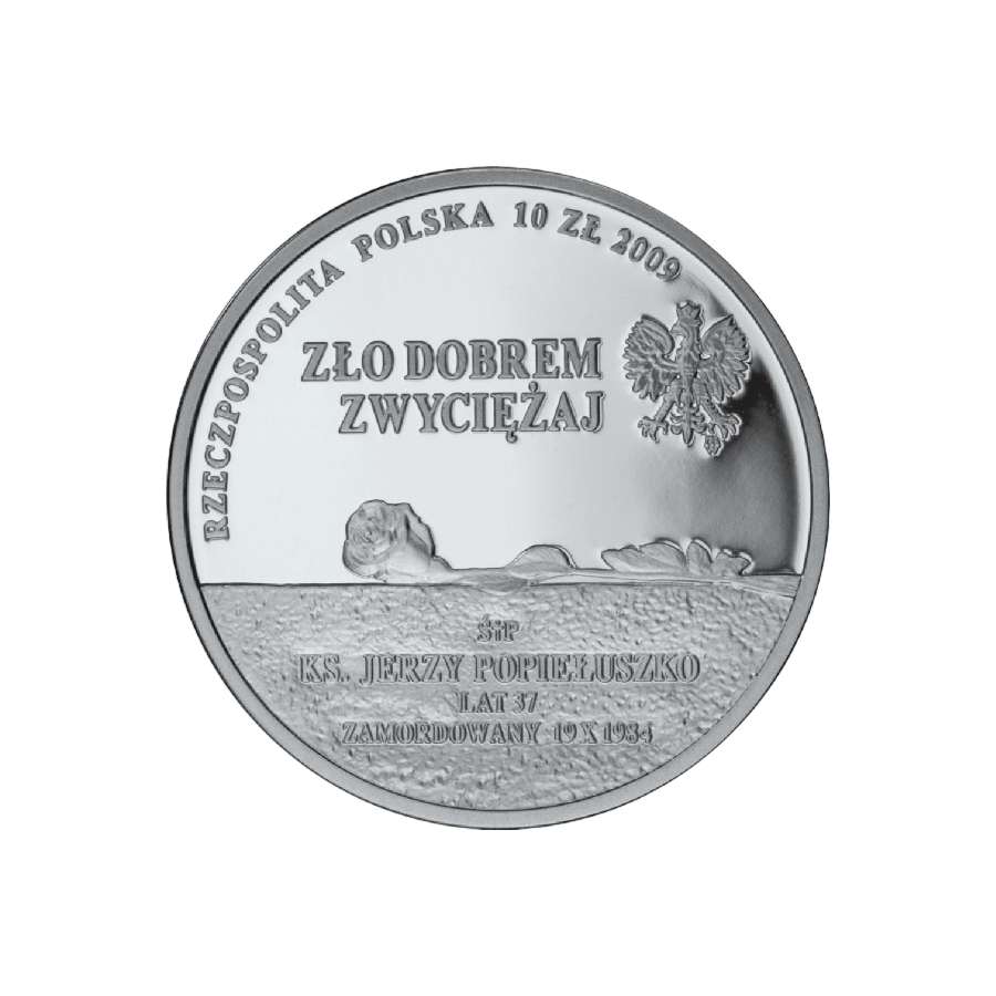 srebrna-moneta-25-rocznica-smierci-ksiedza-jerzego-popieluszki-awers