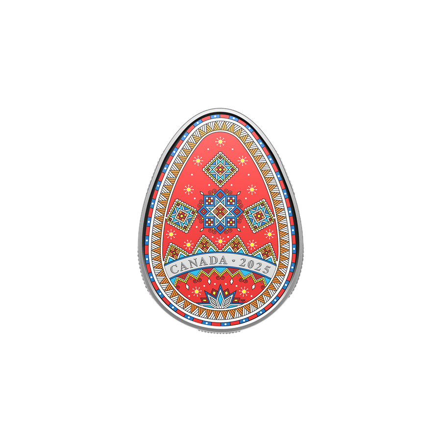 1-oz Silver Pysanka Egg Colorized Proof - 24h Shipping!