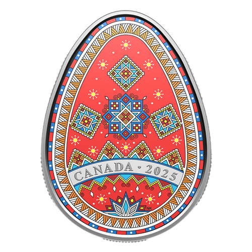 1-oz Silver Pysanka Egg Colorized Proof - 24h Shipping!