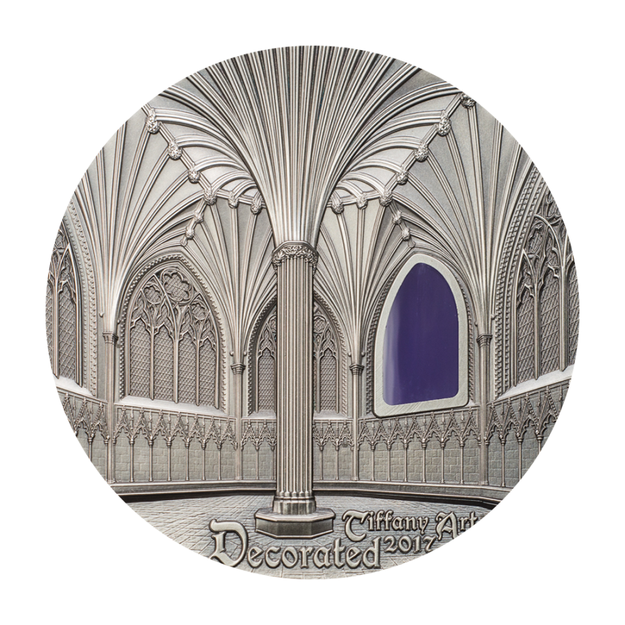 Tiffany Art Decorated 2 oz silver coin antiqued Palau - 24h Shipping!